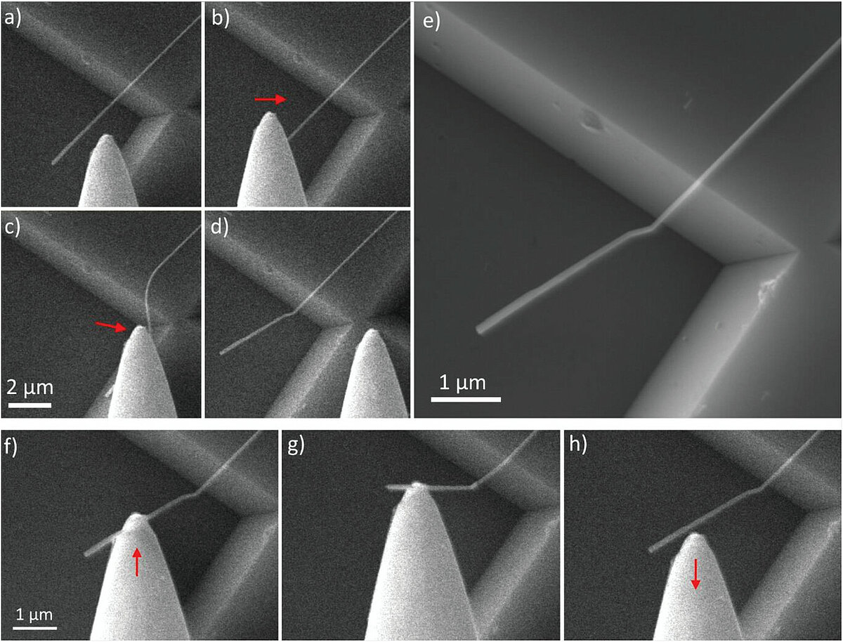 foto: LU CFI veikti nanomanipulāciju eksperimenti CuO nanovadiem elektronu mikroskopā
